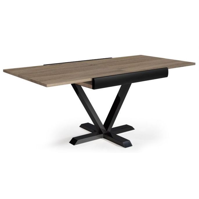 Table extensible bois chêne clair et métal noir Handle 90/180 cm - Photo n°2
