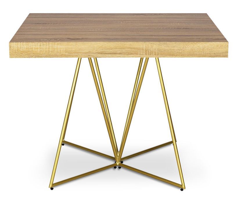 Table extensible bois chêne clair et pieds métal doré Neui 90/240 cm - Photo n°2