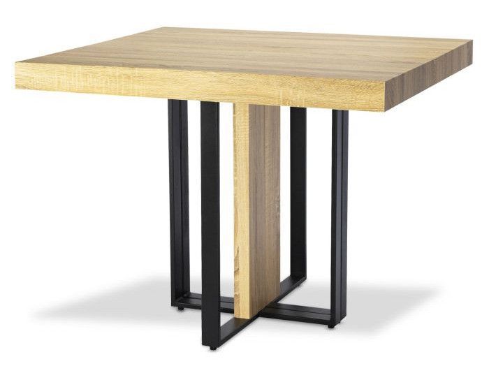 Table extensible bois chêne clair et pieds métal noir Tessa 90/240 cm - Photo n°1