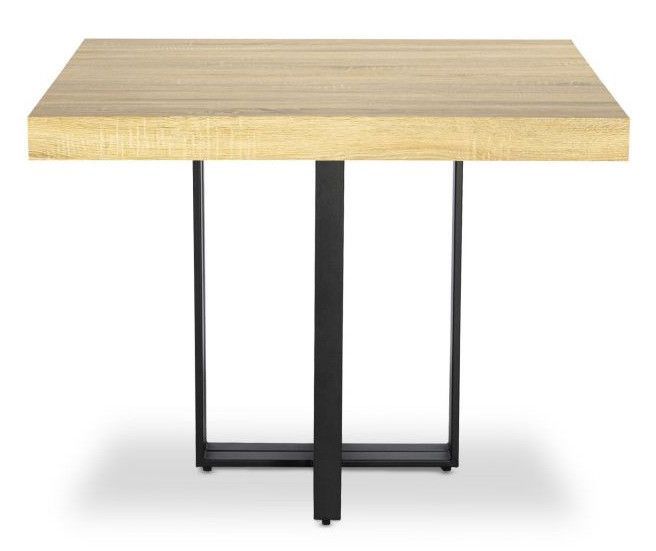 Table extensible bois chêne clair et pieds métal noir Tessa 90/240 cm - Photo n°2