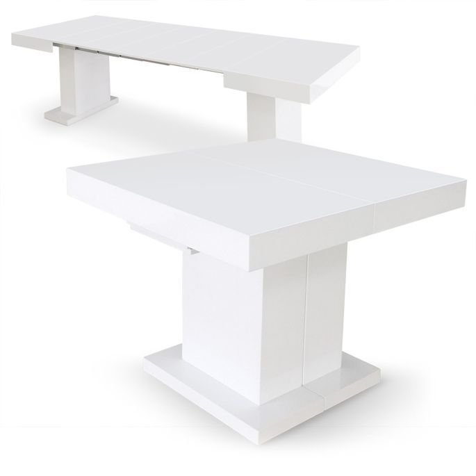 Table extensible bois laqué blanc Klassi 100/250 cm - Photo n°3