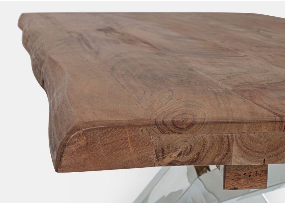 Table extensible bois massif d'acacia et pieds acier chromé Arka 180/260 cm - Photo n°5