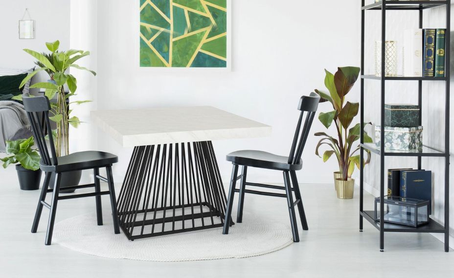 Table extensible bois noir et pieds métal doré 4 à 10 personnes L 100 à 240 cm Loïs - Photo n°5
