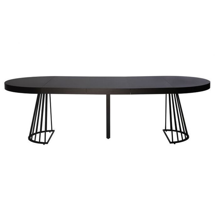 Table ronde extensible bois noir et pieds métal Erry 110/260 cm - Photo n°2