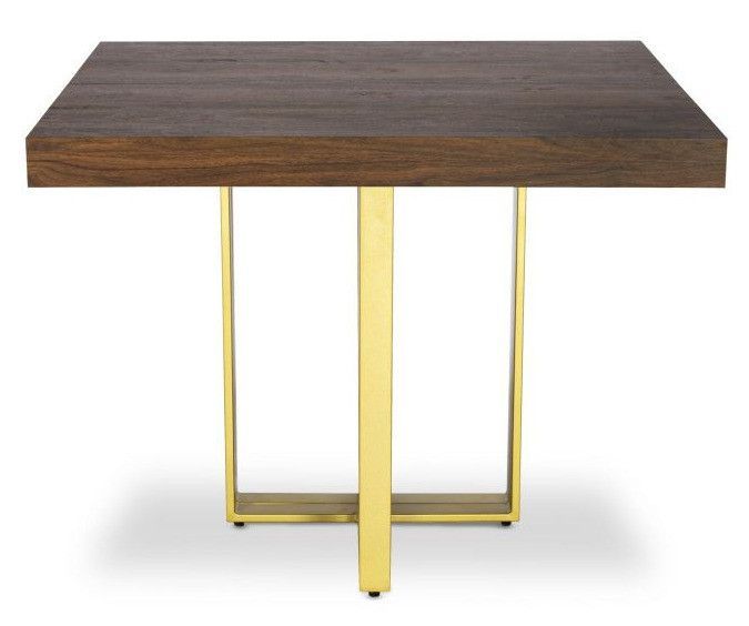 Table extensible bois noyer foncé et pieds métal doré Tessa 90/240 cm - Photo n°2