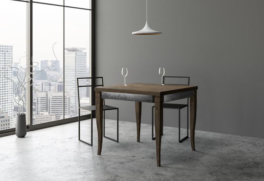 Table extensible carrée 4 à 8 places L 90 à 180 cm bois noyer Fixano - Photo n°2
