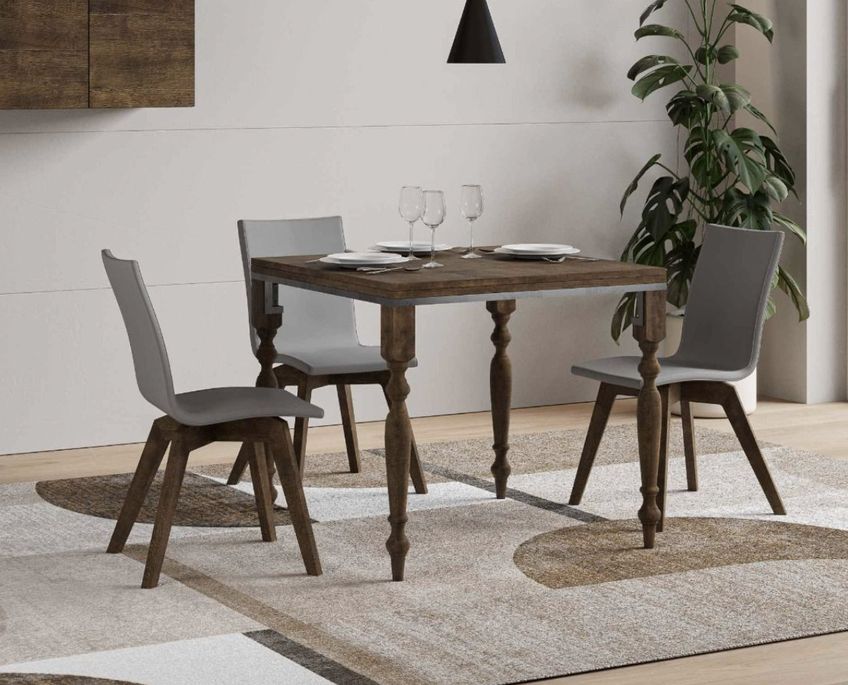 Table extensible carrée 4 à 8 places L 90 à 180 cm bois noyer Lubria - Photo n°2