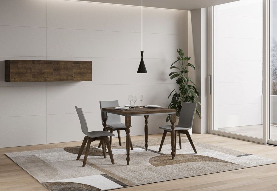 Table extensible carrée 4 à 8 places L 90 à 180 cm bois noyer Lubria - Photo n°4