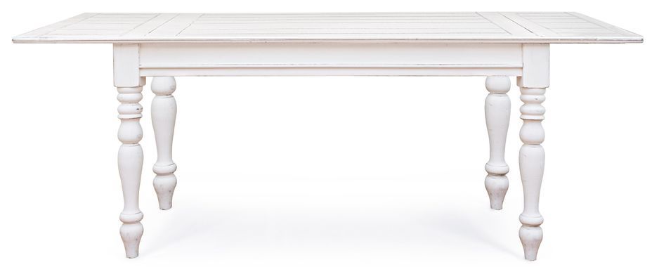 Table extensible de 150 cm en bois de manguier blanc patiné Kolita 150/195/240 cm - Photo n°2