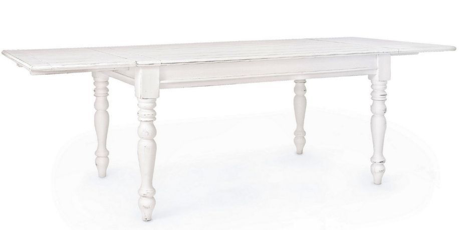 Table extensible de 150 cm en bois de manguier blanc patiné Kolita 150/195/240 cm - Photo n°1