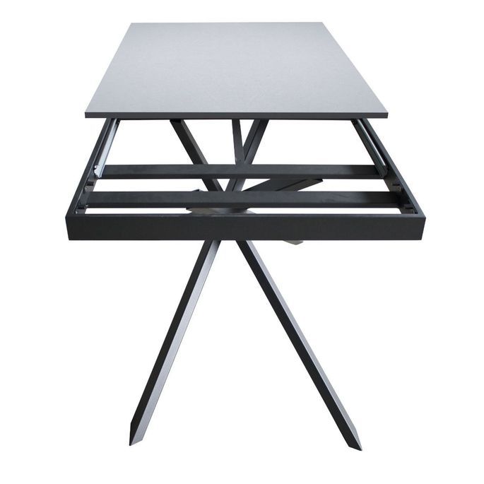 Table extensible design 160 à 220 cm blanc et pieds entrelacés métal anthracite Gary - Photo n°6