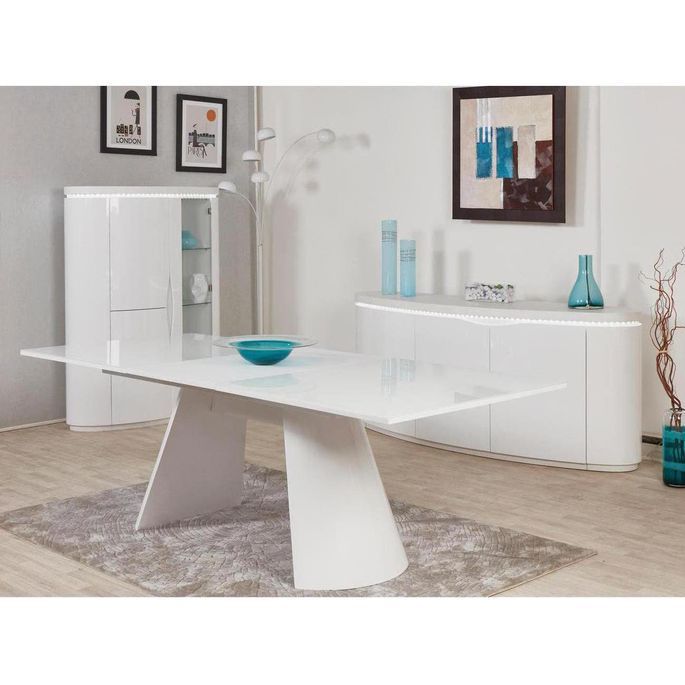Table extensible design laqué blanc 200/260 cm Eklips - Photo n°3