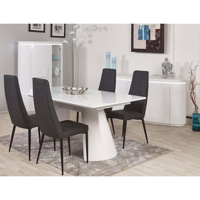 Table extensible design laqué blanc 200/260 cm Eklips - Photo n°6
