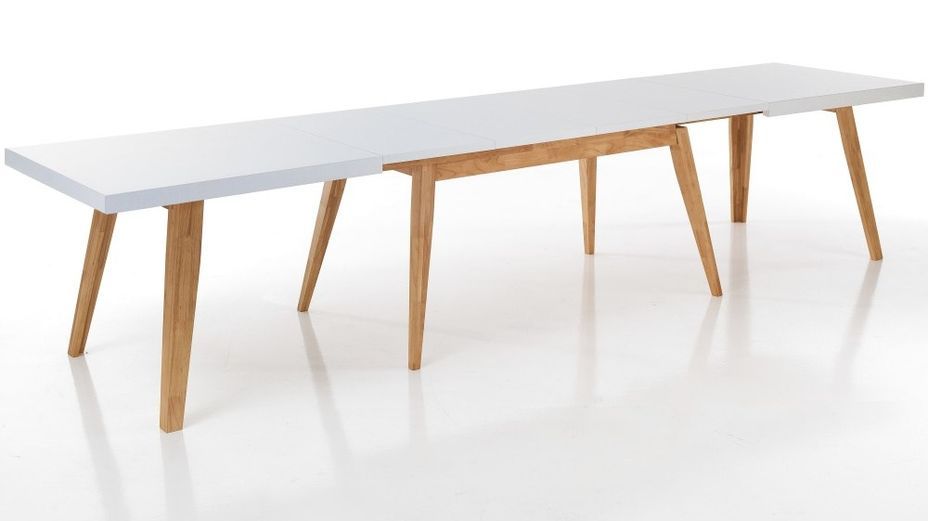 Table extensible en bois de chêne blanc et bois clair Adile L 180/360 cm - Photo n°1