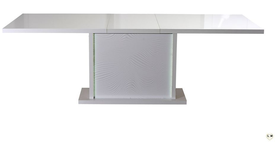 Table extensible avec éclairage à Led bois laqué blanc Kala 180/225 cm - Photo n°3