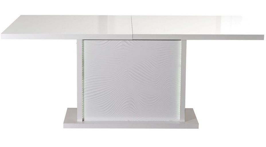Table extensible avec éclairage à Led bois laqué blanc Kala 180/225 cm - Photo n°2