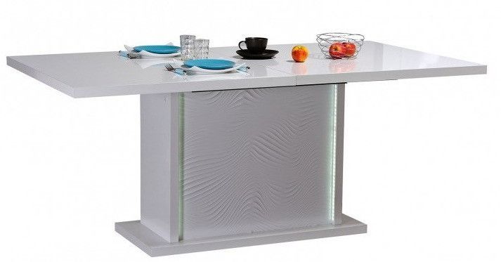 Table extensible avec éclairage à Led bois laqué blanc Kala 180/225 cm - Photo n°4
