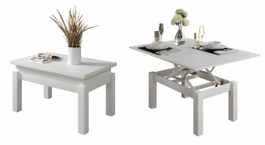Table extensible rectangulaire 90 à 120 cm bois blanc Jona - Photo n°1