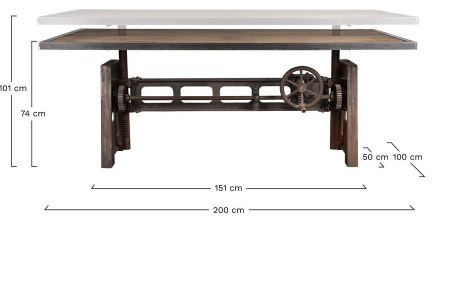 Table industrielle acier marron vieilli hauteur réglable Zingo 224 cm - Photo n°10