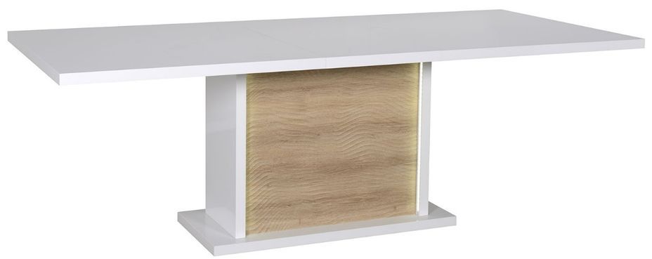 Table lumineuse extensible bois clair et laqué blanc Kay - Photo n°1