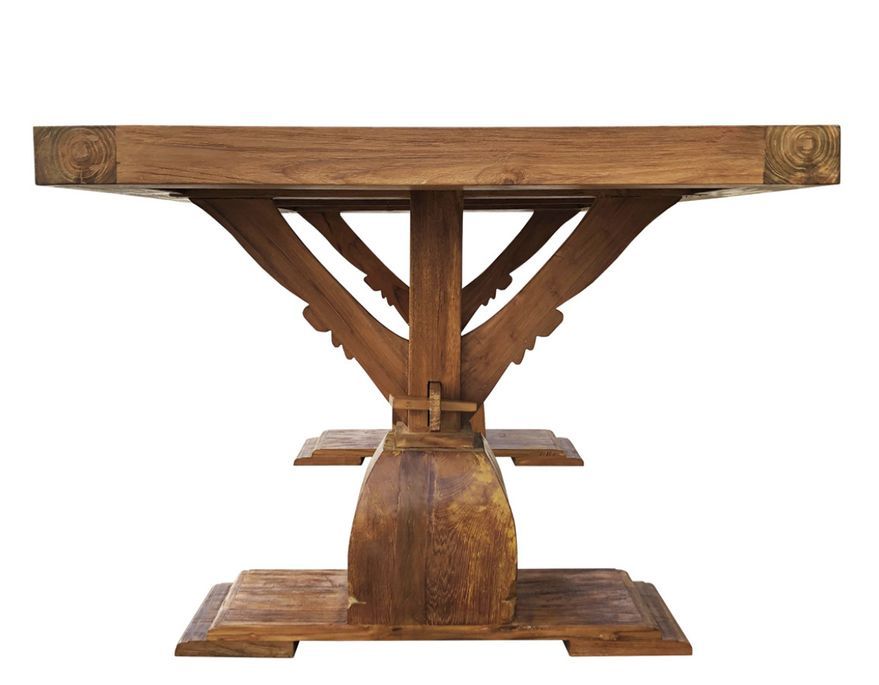 Table massif en Teck naturel 2 pieds Kylio 250 cm - Photo n°2