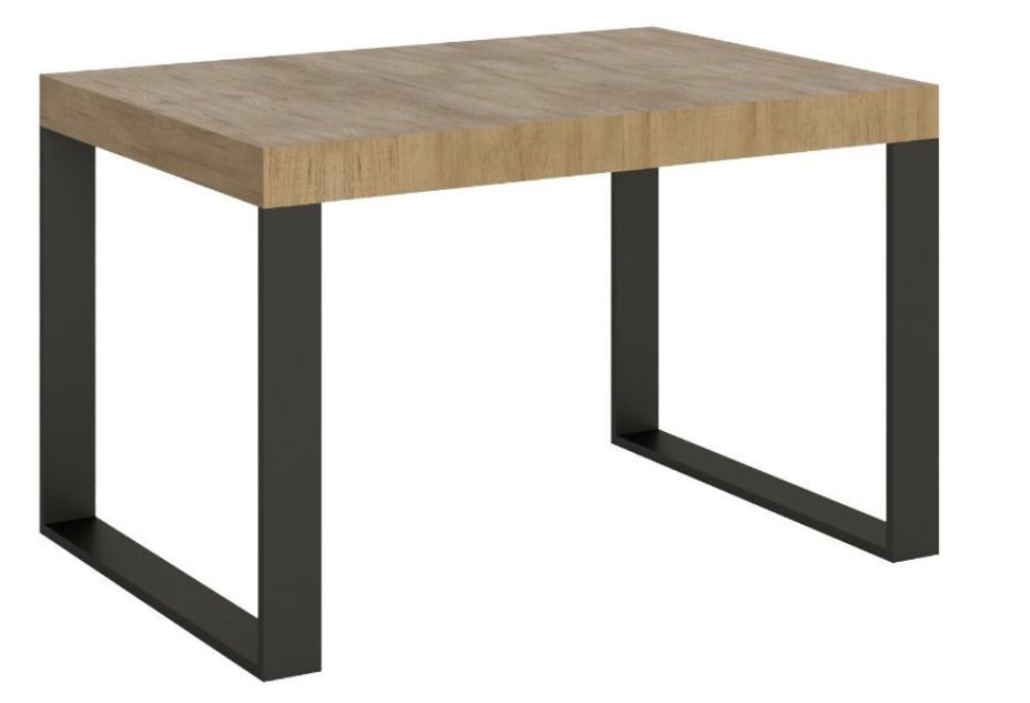 Table moderne extensible 4 à 10 places L 130 à 234 cm bois clair et pieds métal anthracite Tiroz - Photo n°1