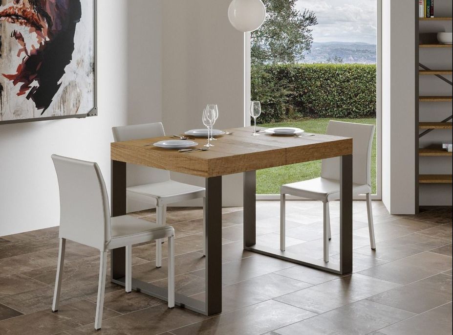 Table moderne extensible 4 à 10 places L 130 à 234 cm bois clair et pieds métal anthracite Tiroz - Photo n°2