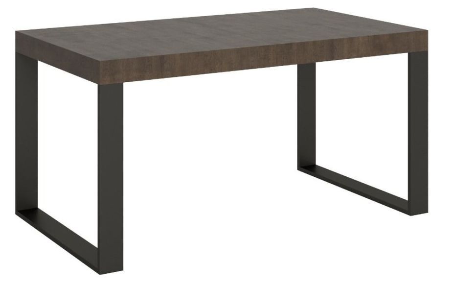 Table moderne extensible 6 à 10 places personnes L 160 à 264 cm marron et pieds métal anthracite Tiroz - Photo n°1