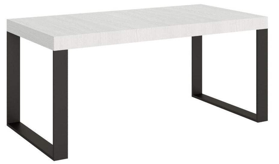 Table moderne extensible 6 à 14 places L 180 à 284 cm blanche et pieds métal anthracite Tiroz - Photo n°1