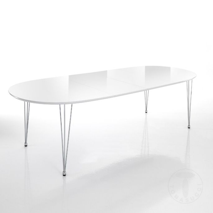 Table ovale extensible acier et bois MDF blanc Joni L 170/270 cm - Photo n°4