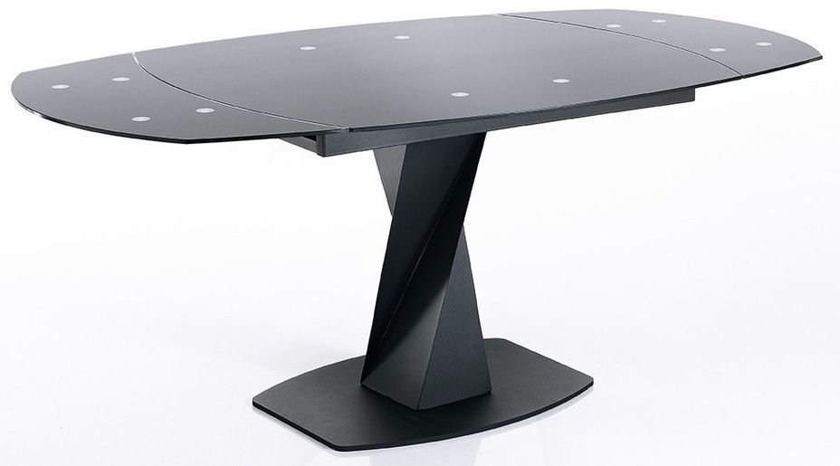 Table ovale extensible acier et verre trempé Aline L 105/165 cm - Photo n°1