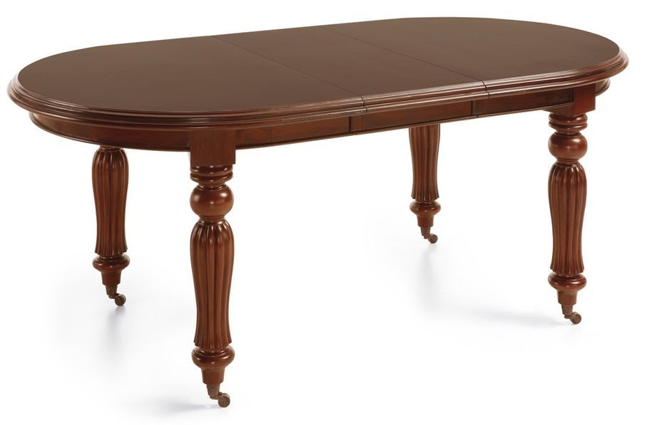 Table ovale extensible en bois d'acajou marron Castle 160/200/240 cm - Photo n°1