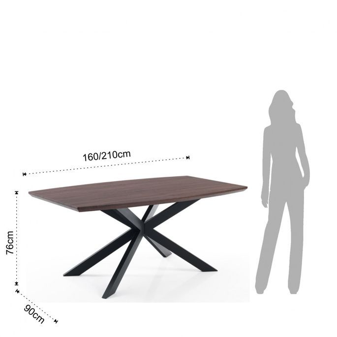 Table rectangle extensible acier et bois MDF Tania L 160/210 cm - Photo n°5
