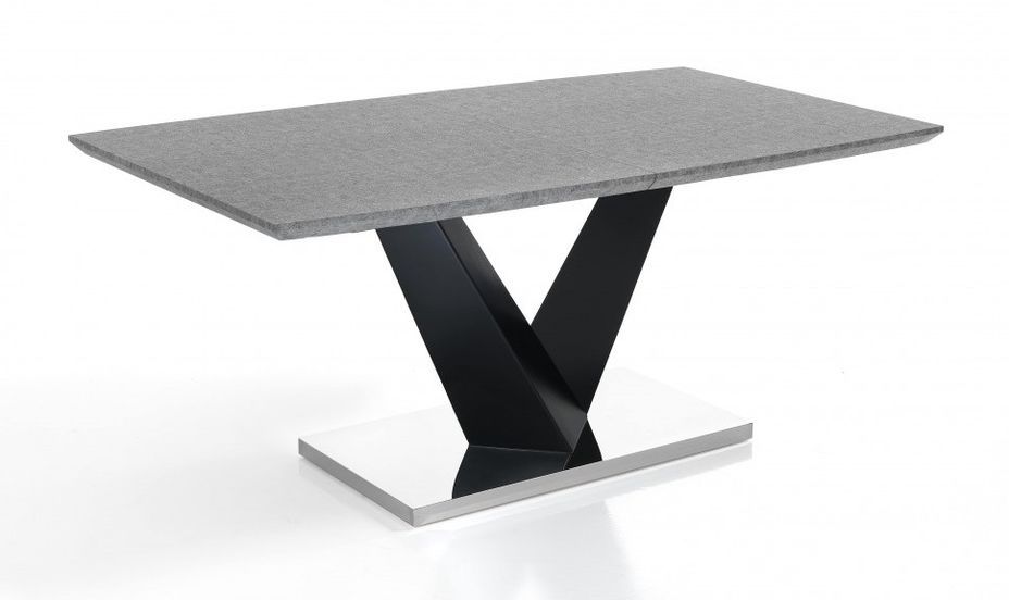 Table rectangle extensible acier et bois MDF Valia L 160/200 cm - Photo n°1