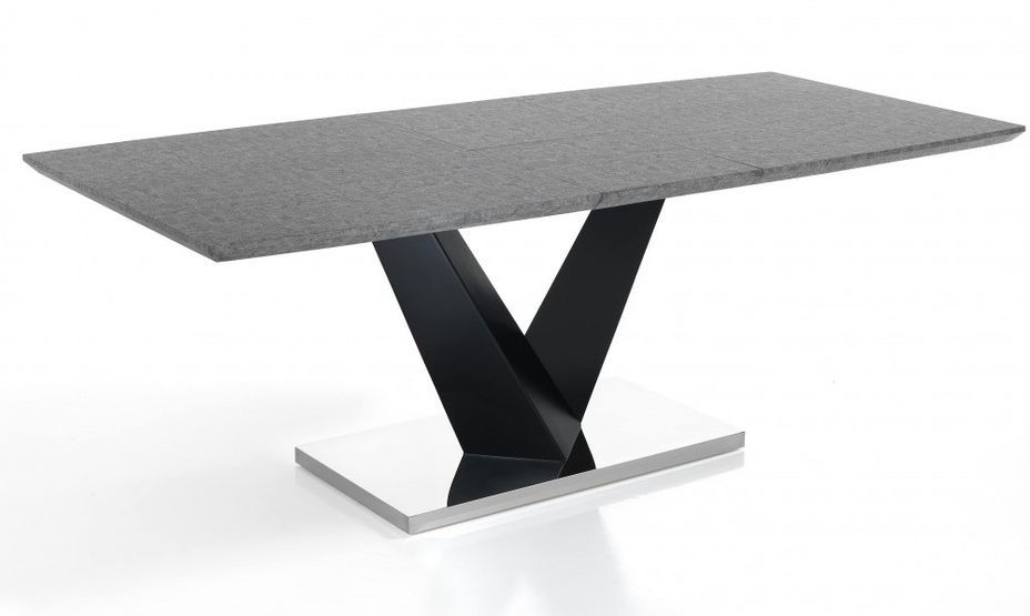 Table rectangle extensible acier et bois MDF Valia L 160/200 cm - Photo n°3