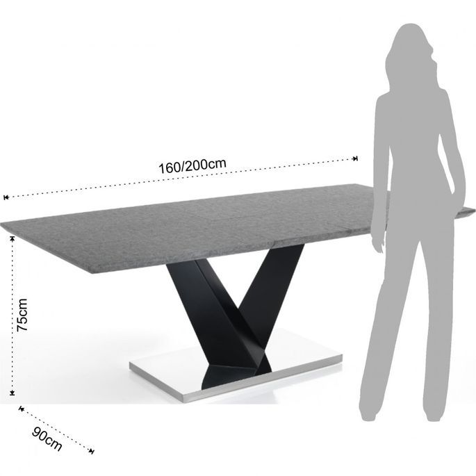 Table rectangle extensible acier et bois MDF Valia L 160/200 cm - Photo n°5