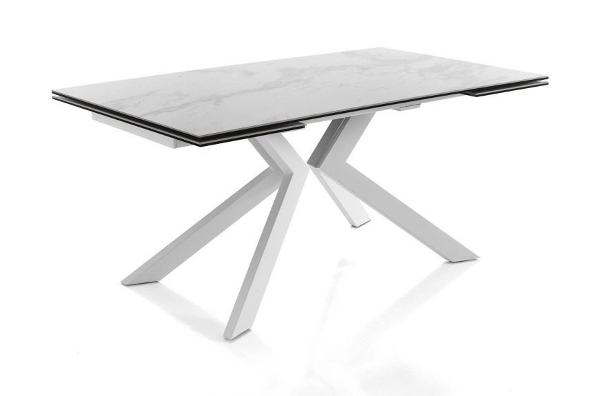 Table rectangle extensible acier et verre Jonia L 160/240 cm - Photo n°1