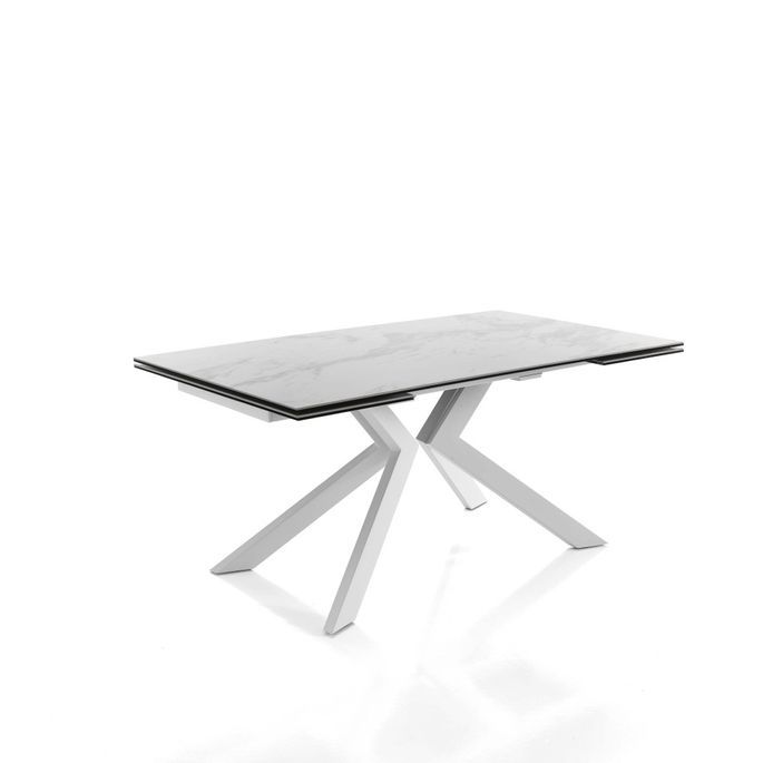 Table rectangle extensible acier et verre Jonia L 160/240 cm - Photo n°4