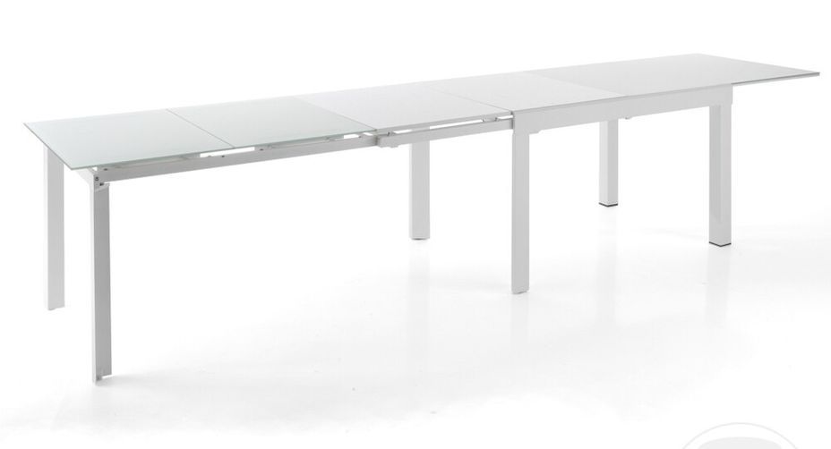 Table rectangle extensible acier et verre trempé Jio L 120/350 cm - Photo n°3