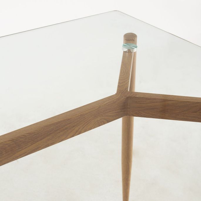 Table rectangulaire 120 cm bois naturel et verre transparent Tuly - Photo n°6