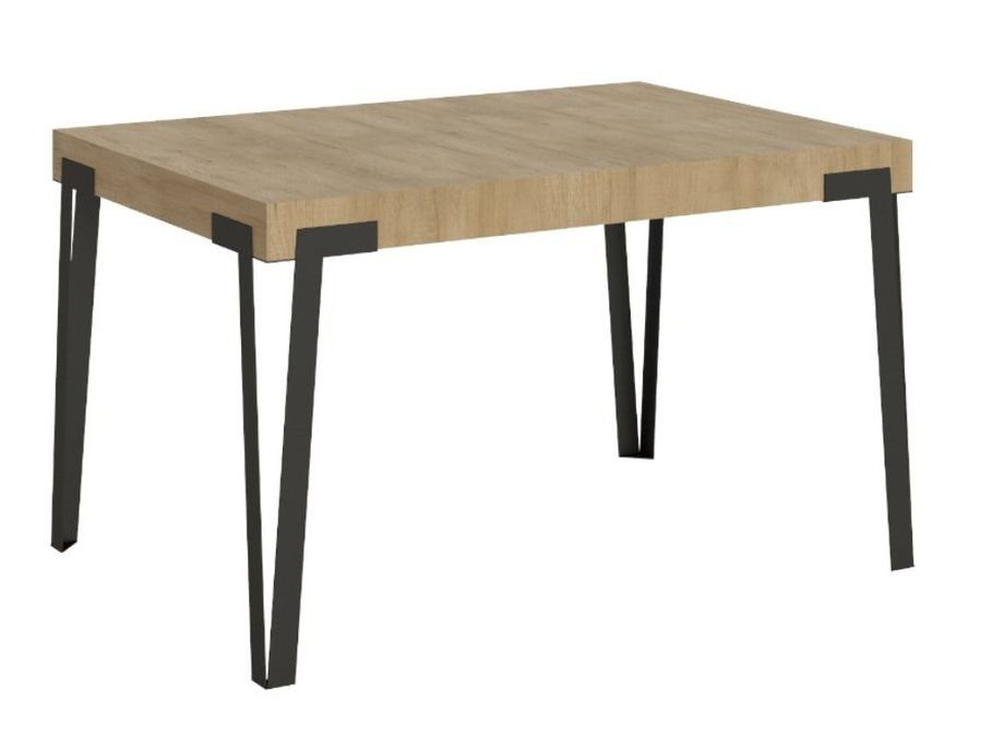 Table rectangulaire 130 cm chênes clair et pieds métal anthracite Konta - Photo n°1