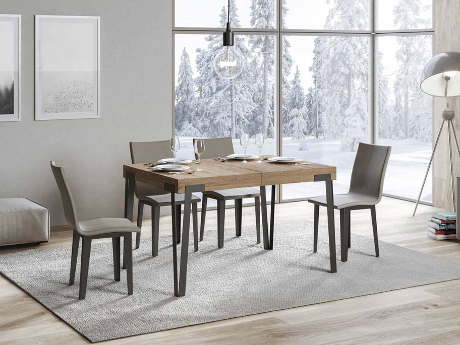 Table rectangulaire 130 cm chênes clair et pieds métal anthracite Konta - Photo n°2