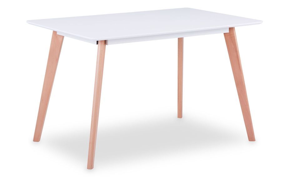 Table rectangulaire bois blanc et pieds chêne clair Binnou 120 cm - Photo n°1