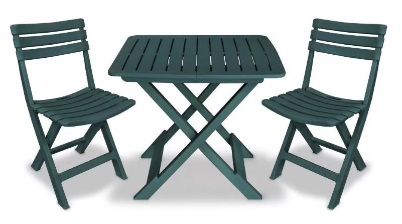 Home  Table rectangulaire et 2 chaises de jardin plastique vert