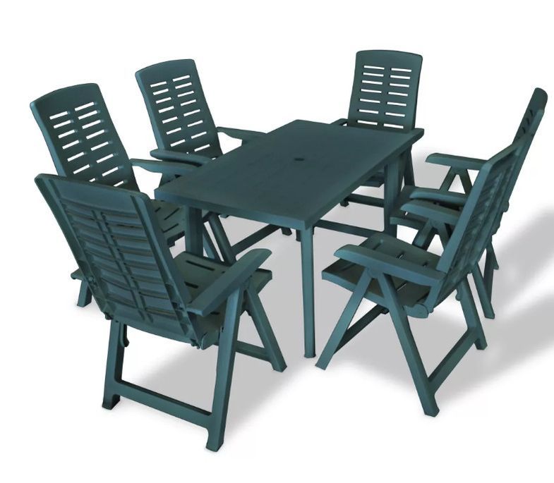 Home  Table rectangulaire et 6 chaises de jardin plastique vert