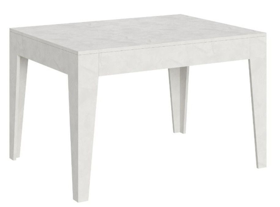 Table rectangulaire extensible 4 à 6 personnes 120/180 cm blanc effet marbre Kina - Photo n°1