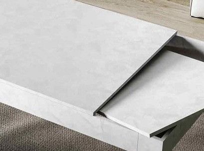 Table rectangulaire extensible 4 à 6 personnes 120/180 cm blanc effet marbre Kina - Photo n°5