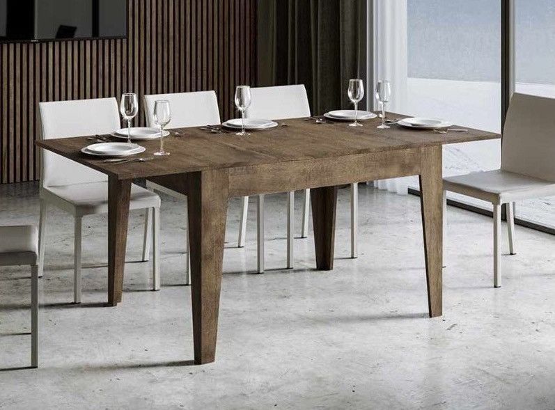 Table rectangulaire extensible 4 à 6 personnes 120/180 cm bois foncé Kina - Photo n°2