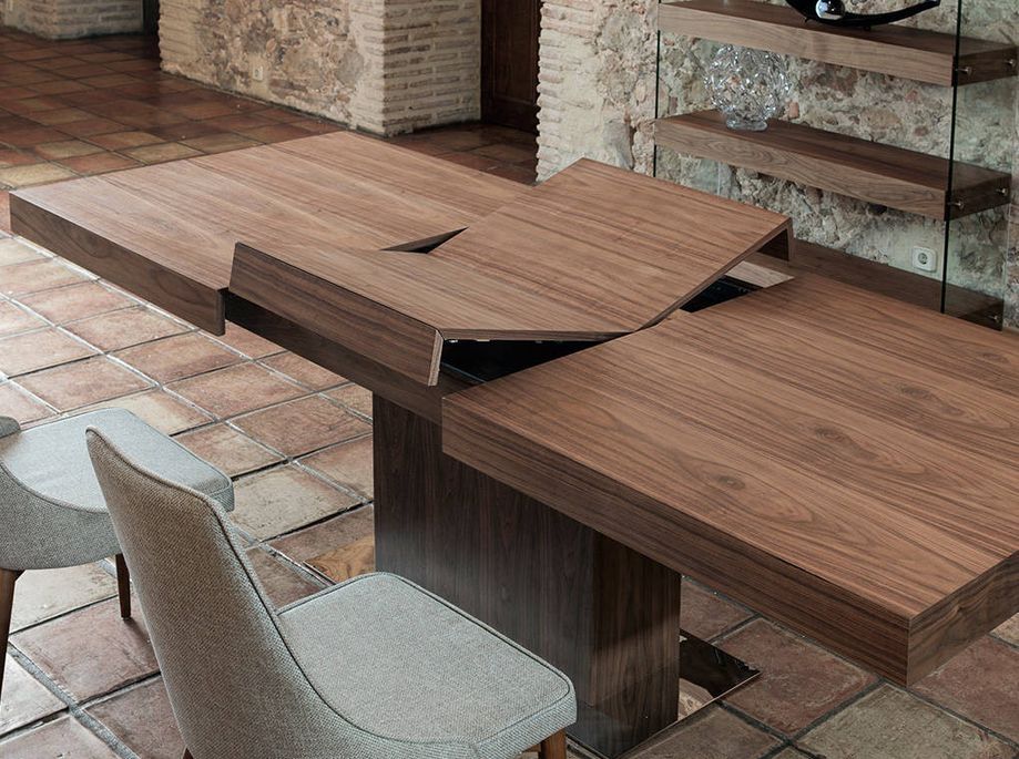 Table rectangulaire extensible 180/240 cm bois noyer Kinta - Photo n°3