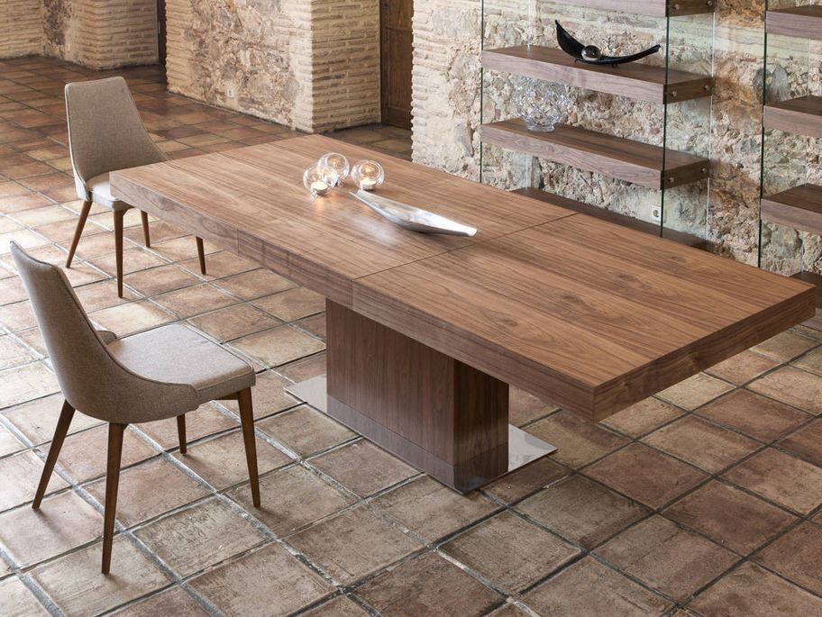 Table rectangulaire extensible 180/240 cm bois noyer Kinta - Photo n°5